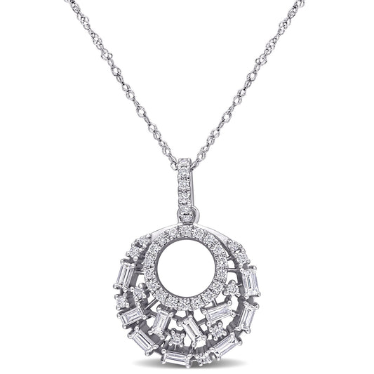 Round Cut Cubic Zirconia in 925 Sterling Silver Necklace 1