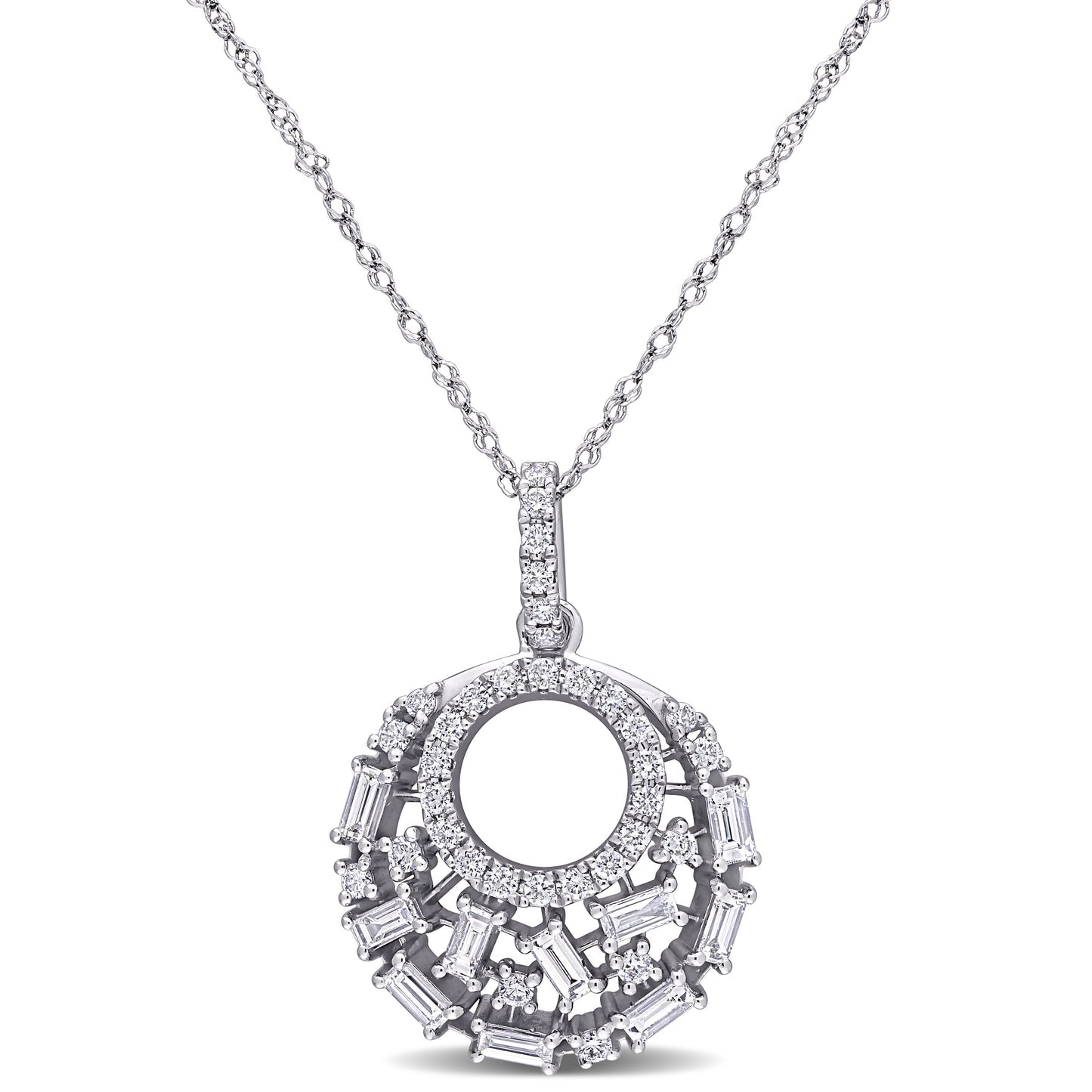 Round Cut Cubic Zirconia in 925 Sterling Silver Necklace 12