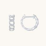 1.0 TCW Round Cut Moissanite Chain Huggies Earrings in Gold 2