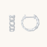 1.0 TCW Round Cut Moissanite Chain Huggies Earrings in Gold 2