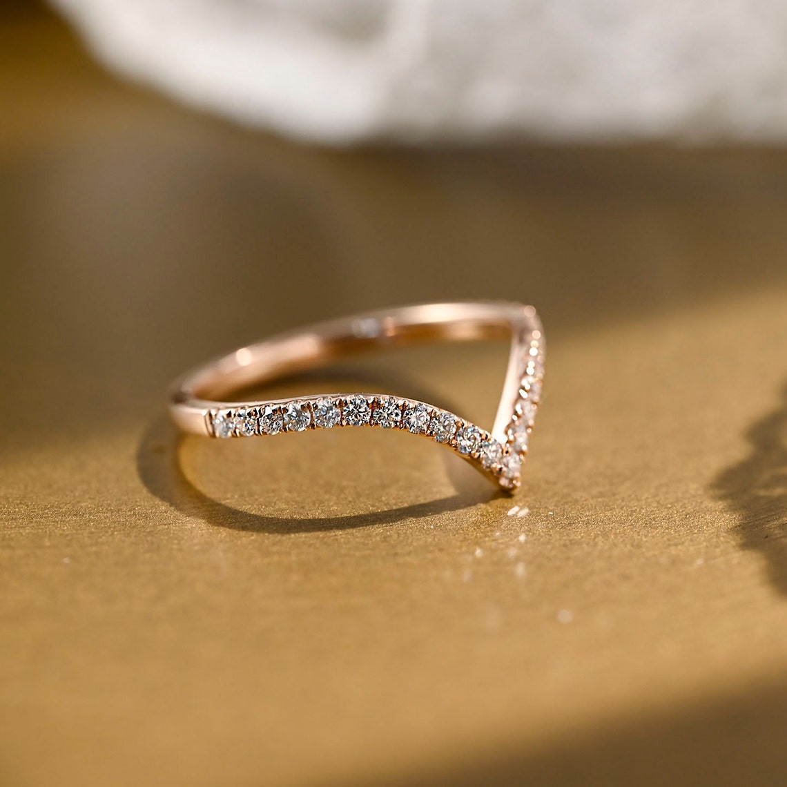 Classic V Shaped Bridal Wedding Band 10