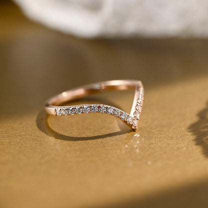 Classic V Shaped Bridal Wedding Band 10