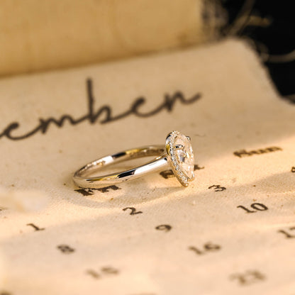 Stunning 3.0 CT Pear Moissanite Engagement Ring with Halo Design 6