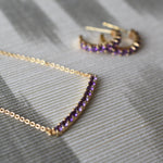 1.32 TCW Round Amethyst Lab Made Diamond- February Birthstone Bar Necklace 6
