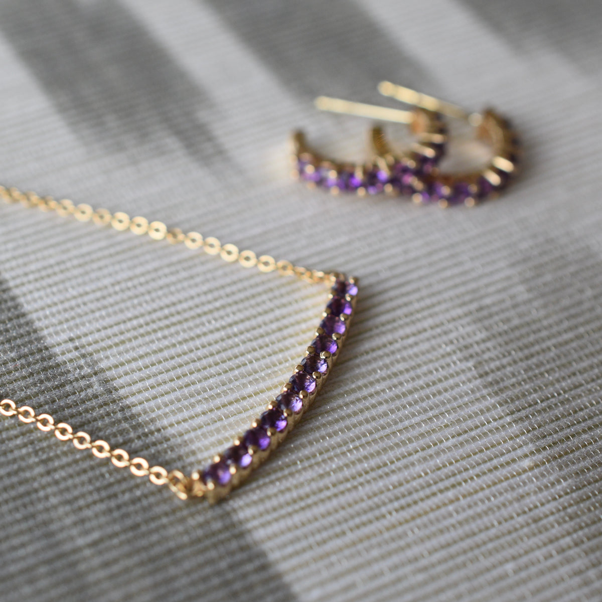 1.32 TCW Round Amethyst Lab Made Diamond- February Birthstone Bar Necklace 6