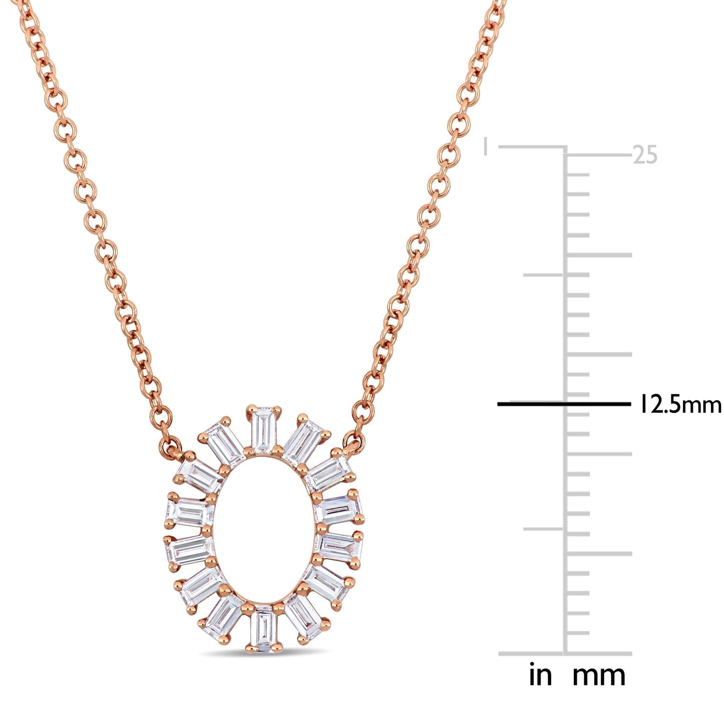 Round Cut Cubic Zirconia in 925 Sterling Silver Necklace 9