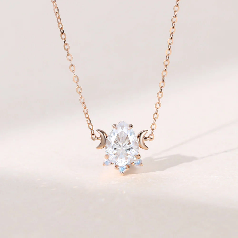 1.13 CT Pear Diamond Art Deco Pendant Necklace in Solid Gold 1