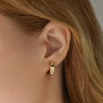 0.40 TCW Round Cut Moissanite Flush Huggies Earrings in Gold 1