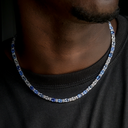 35 CT Oval & Round Moissanite Diamond Tennis Silver Necklace For Him