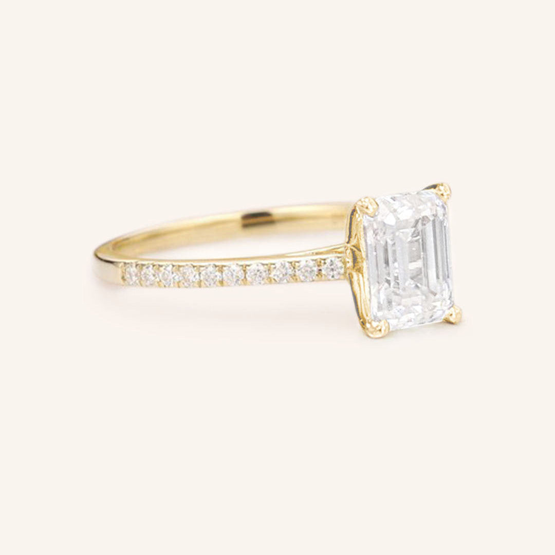 Stunning 1 CT Emerald Moissanite Engagement Ring with Pave Design 2