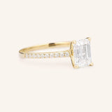 Stunning 1 CT Emerald Moissanite Engagement Ring with Pave Design 2