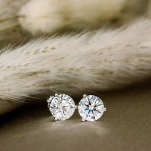 1.0 TCW Round Shape Moissanite Studs Earrings in Gold