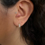 0.50 TCW Round & Baguette Cut Moissanite Hoops Earrings in Gold 3