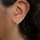 0.50 TCW Round & Baguette Cut Moissanite Hoops Earrings in Gold 3