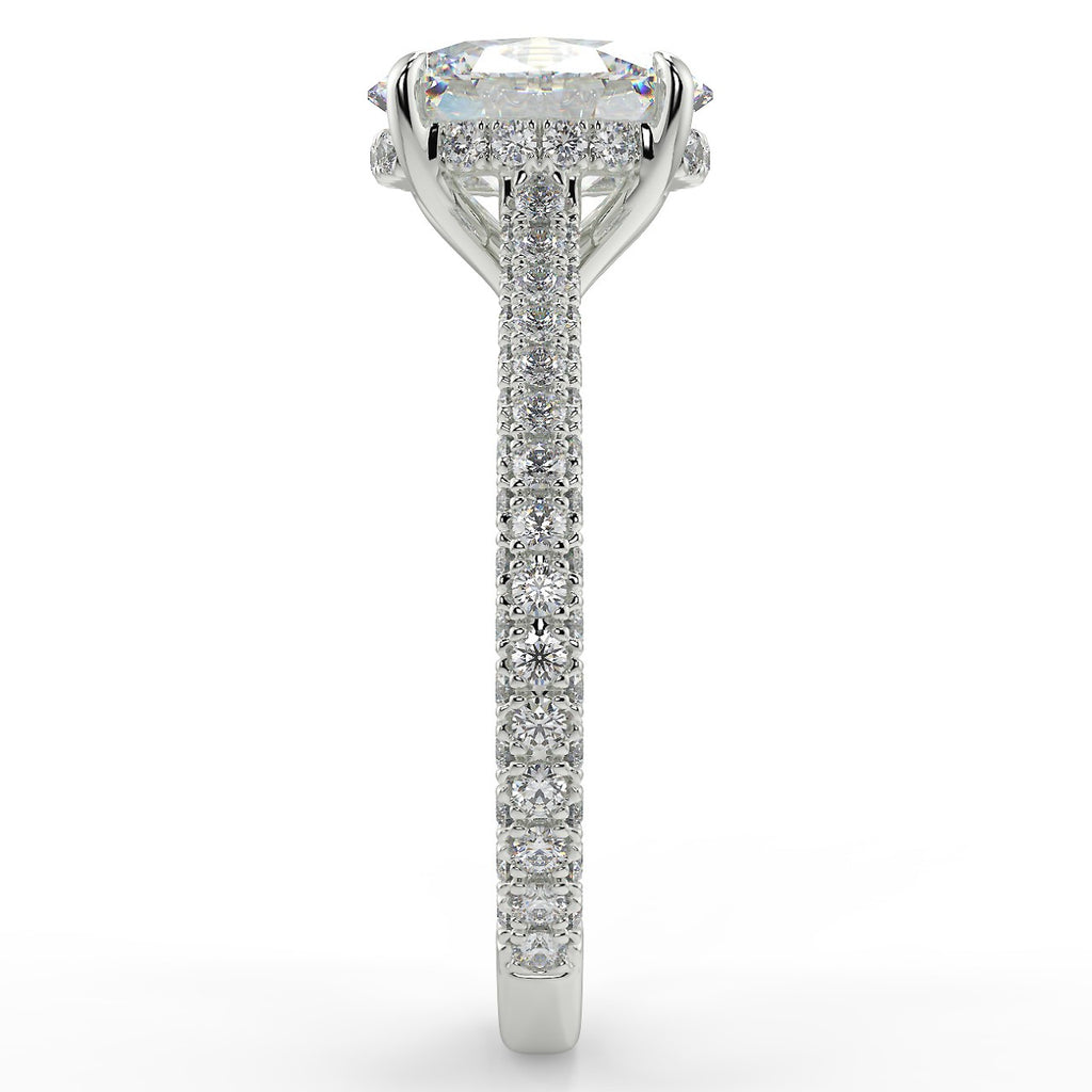 Stunning 2.11 CT Oval Moissanite Engagement Ring with Hidden Halo & Three Side Pave Design 7