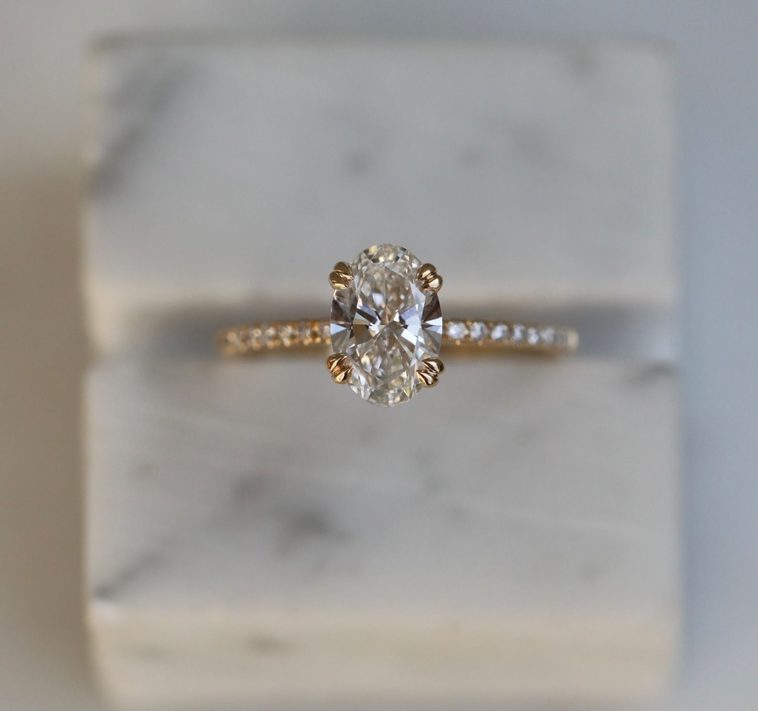 1.21 CT Oval Cut Pave CVD E/VS1 Diamond Engagement Ring 9