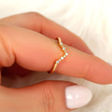 Stunning 0.10 TCW Round Moissanite Stones Curved Wedding Bands 7