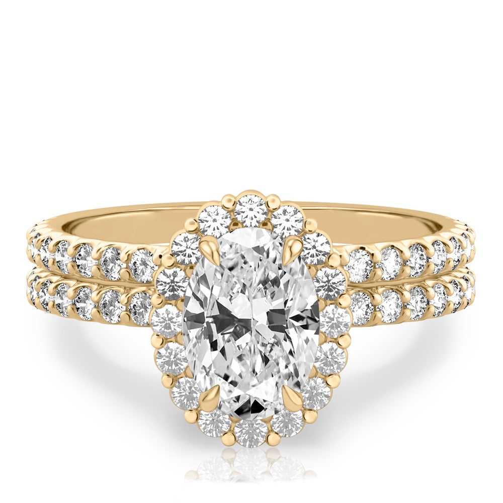 Stunning 0.50-1.50 CT Oval Moissanite Engagement Ring With Halo & Pave Design 2