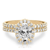 Stunning 0.50-1.50 CT Oval Moissanite Engagement Ring With Halo & Pave Design 2