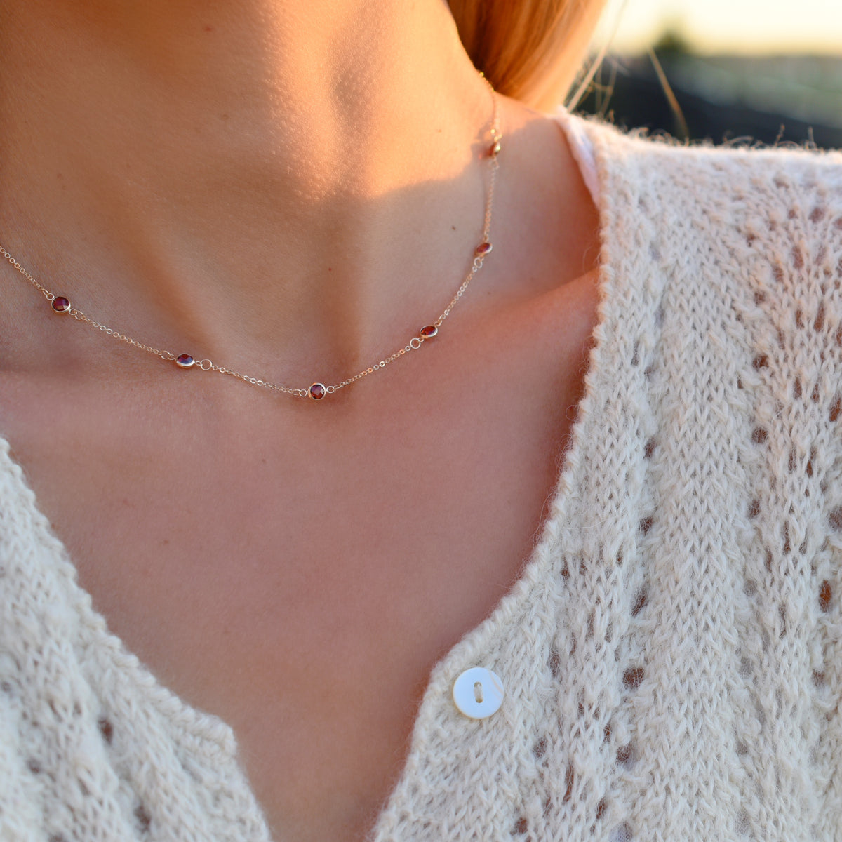 2.75 TCW Round Garnet Lab Made Diamond-January Birthstone Necklace 2