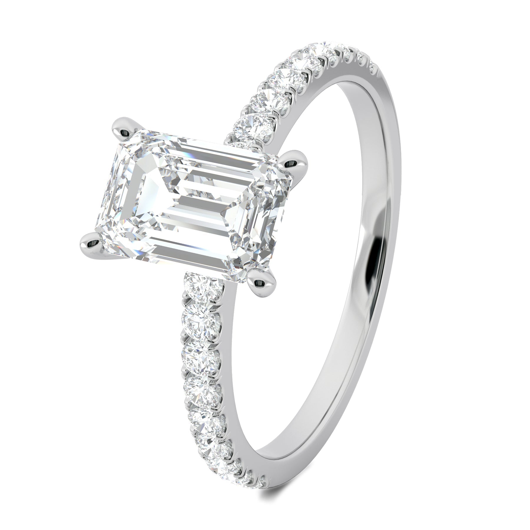 Stunning 0.5 CT Emerald Moissanite Engagement Ring With Pave Design 2
