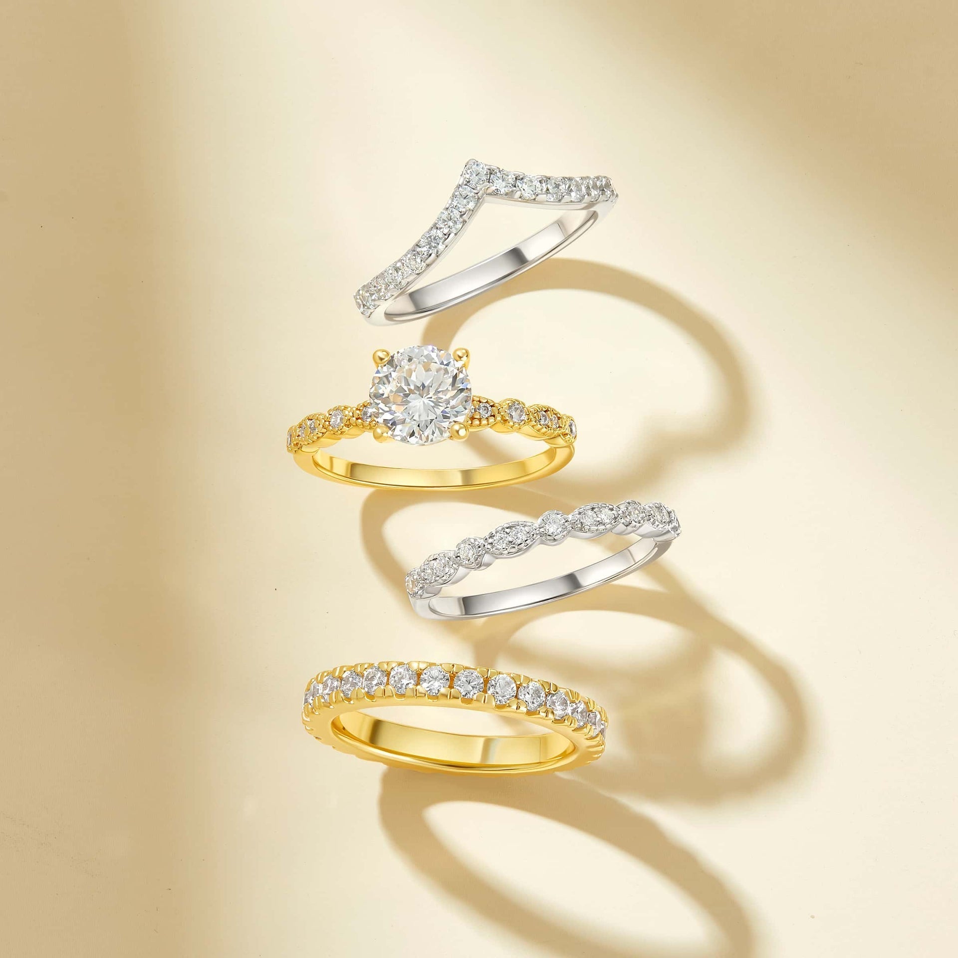 Stunning 0.3 TCW Round Moissanite Stones with Full Eternity Wedding Band 4