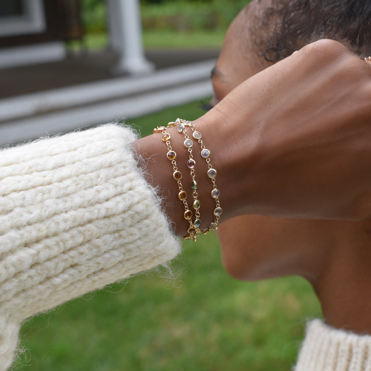 4.5 TCW Round Citrine Lab Made Diamond- November Birthstone Bracelet 7