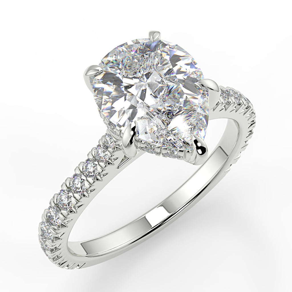 Stunning 0.81 CT Pear Moissanite Engagement Ring with Hidden Halo & Pave Design 5