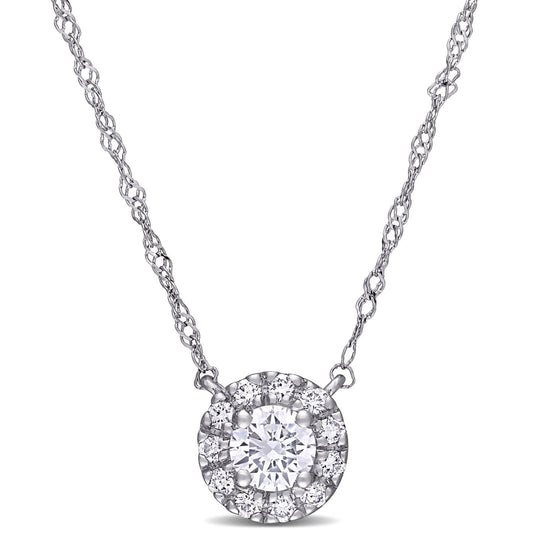Round Cut Cubic Zirconia in 925 Sterling Silver Necklace 1