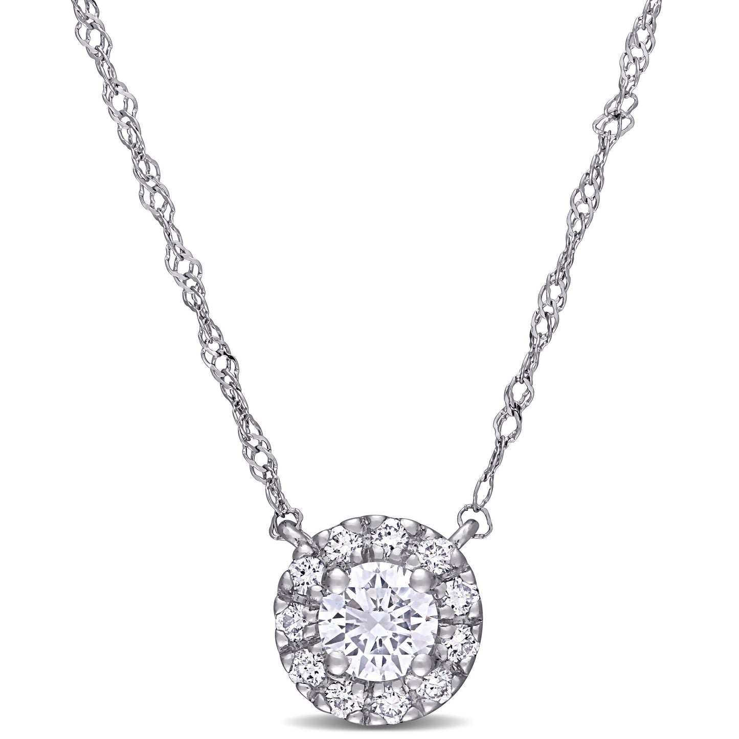 Round Cut Cubic Zirconia in 925 Sterling Silver Necklace 12