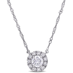 Round Cut Cubic Zirconia in 925 Sterling Silver Necklace