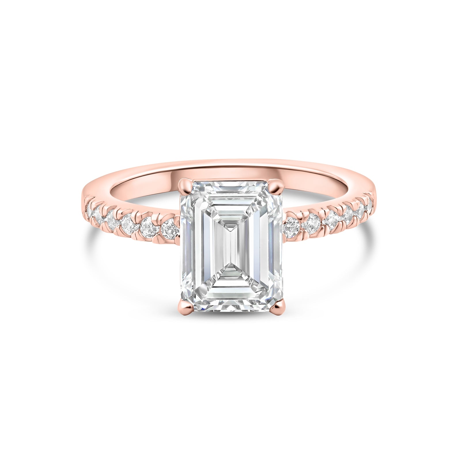 Stunning 3 CT Emerald Moissanite Engagement Ring Pave Design 1