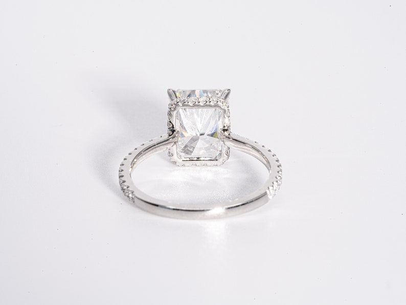 Stunning 5.0 CT Radiant Shape Moissanite Engagement Ring with Hidden Halo & Pave Design 3