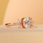 Stunning 2.0 CT Oval Shape Moissanite Engagement Ring with Cluster Design 2