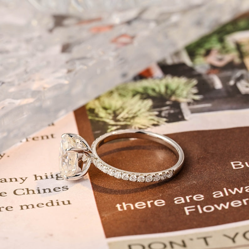 Stunning 2.5 CT Oval Moissanite Engagement Ring with Pave Design 5