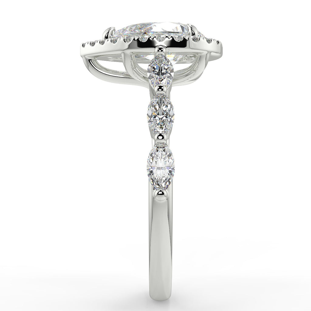 Stunning 0.81 CT Pear Moissanite Engagement Ring with Halo & Pave Design 7