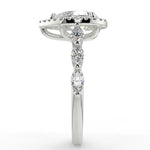 Stunning 0.81 CT Pear Moissanite Engagement Ring with Halo & Pave Design 7