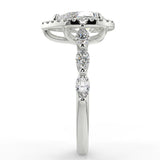 Stunning 0.81 CT Pear Moissanite Engagement Ring with Halo & Pave Design 7