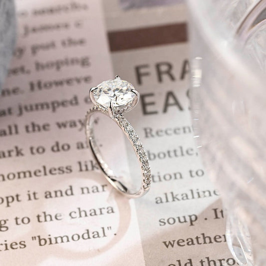 Stunning 1.0 CT Round Moissanite Engagement Ring with Hidden Halo Design 2