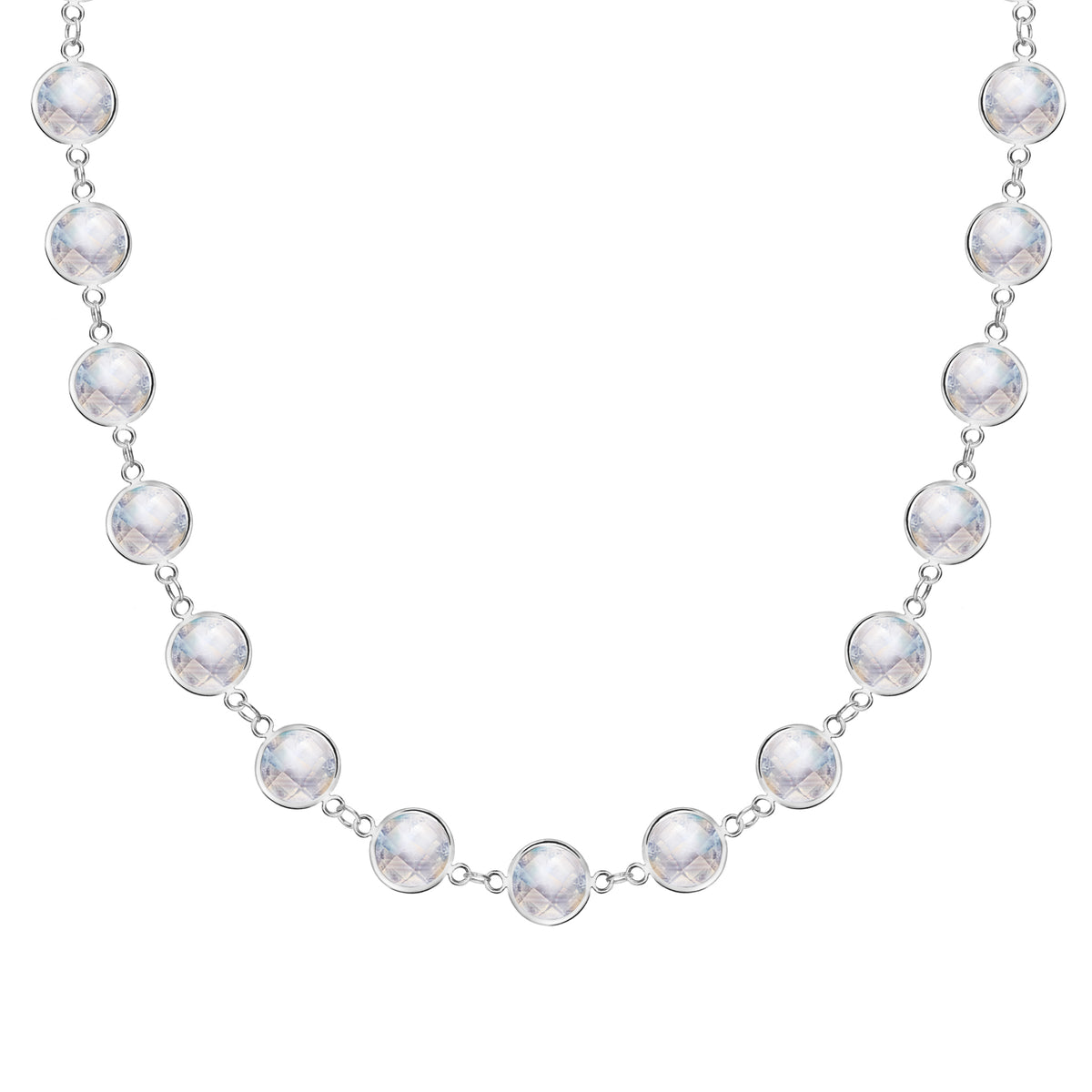 Round Moonstone Lab Made Diamond- June Birthstone Choker Necklace 7