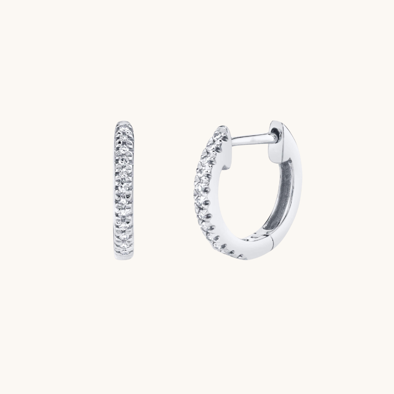 Classic 0.20 TCW Round Cut Moissanite Huggies Earrings in Gold 6