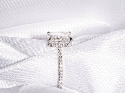 Stunning 5.0 CT Radiant Shape Moissanite Engagement Ring with Hidden Halo & Pave Design 7