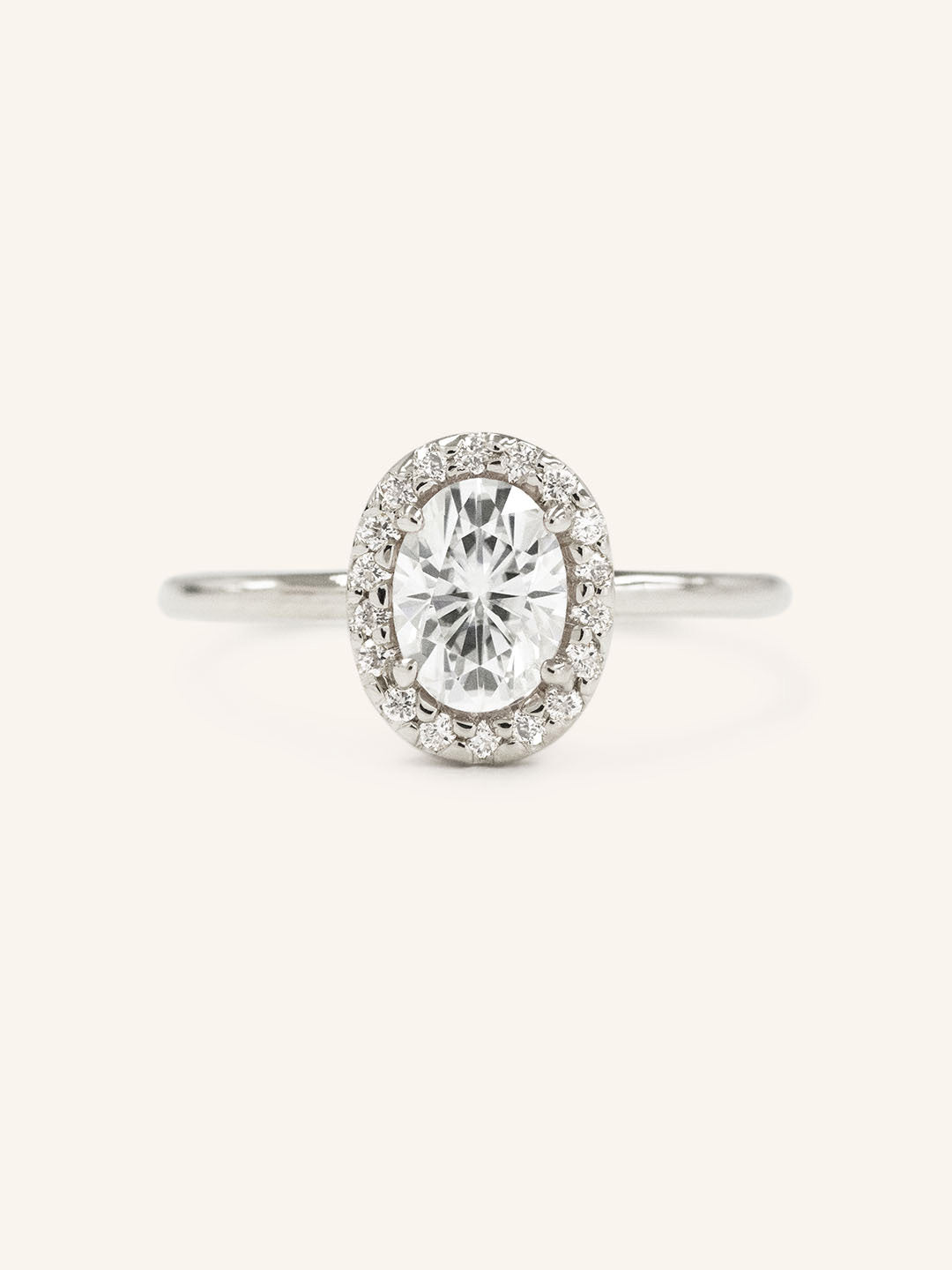Stunning 1 CT Oval Moissanite Engagement Ring With Halo Design 4