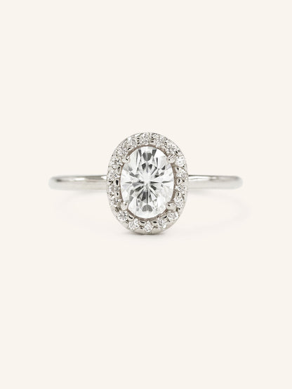 Stunning 1 CT Oval Moissanite Engagement Ring With Halo Design 4