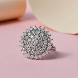 Round Cut Halo Style Cubic Zirconia in 925 Sterling Silver Ring 8