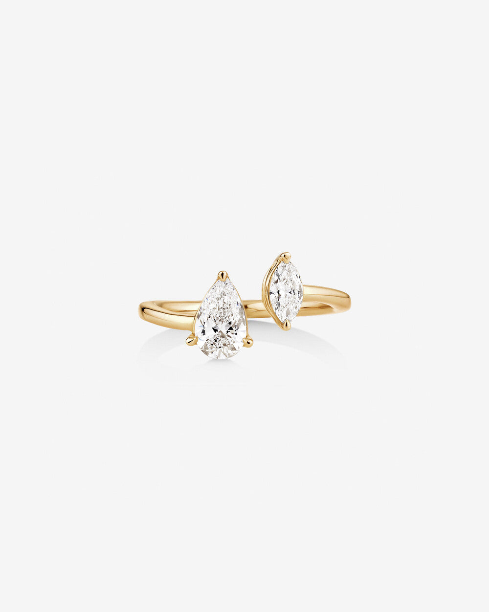 Stunning 0.90 CT Pear & Marquise Moissanite Engagement Ring With Open Band Design 1