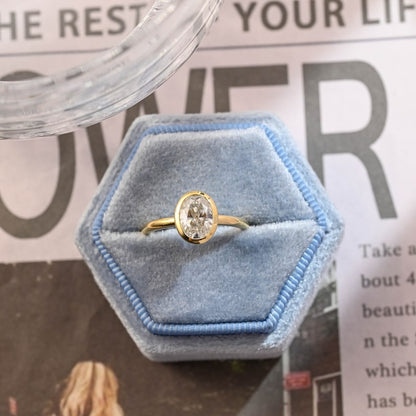 Stunning 1.0 CT Oval Cut Moissanite Engagement Ring with Bezel Solitaire Design 8