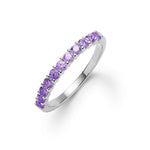 1.32 TCW Round Amethyst Lab Made Diamond- February Birthstone Wedding Band 7