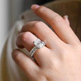 Stunning 1.0 - 2.0 CT Emerald Moissanite Engagement Ring With Hidden Halo Design 6