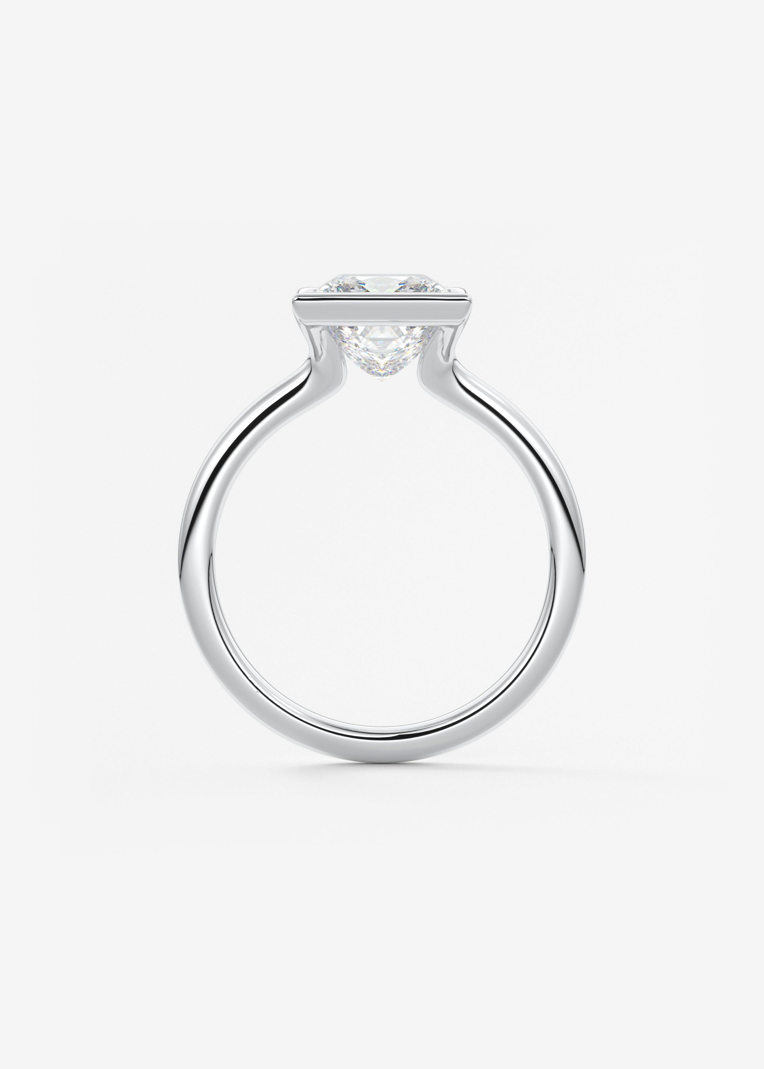 Princess Half Bezel Lab Grown Diamond Engagement Ring
